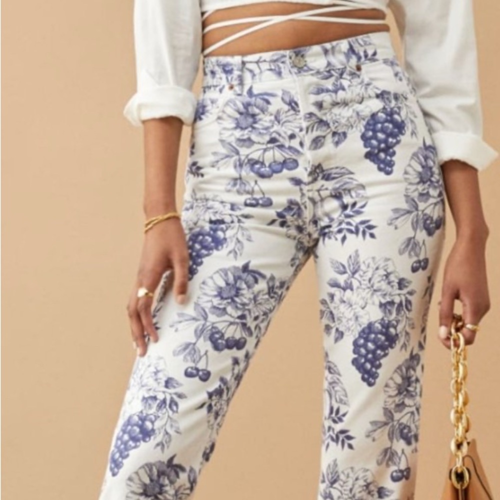 Reformation Cynthia Toile High Rise Straight Jeans ankle 28
